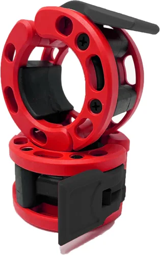Miniatura 26 de Clout Fitness - Abrazaderas para barra de pesas olímpicas Collares de liberación rápida (2 unidades) Clips de peso con bloqueo para mancuernas de 2