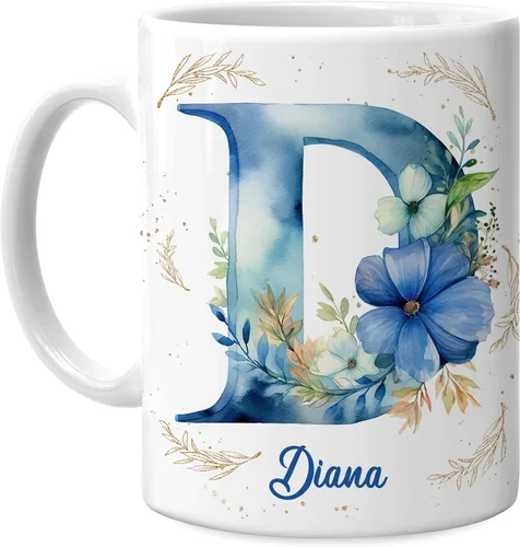 Miniatura 7 de Hyturtle Taza de café personalizada con inicial con nombre, monograma de cumpleaños, regalos de Navidad para niñas y mujeres, letra A del alfabeto