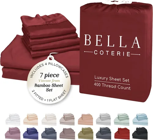 Miniatura 79 de Bella Coterie - Juego de sábanas de lujo de viscosa de bambú para cama tamaño split king 2 sábanas ajustadas para camas Sleep Number y camas 06