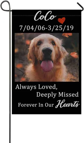 Miniatura 30 de Bandera conmemorativa personalizada para perros, banderas personalizadas con nombre de foto de mascota perdida, conmemoración para perros, Bandera