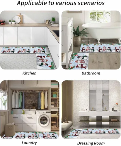 Miniatura 6 de Tapete de baño de muñeco de nieve para bañera, antideslizante, de secado rápido y absorbente, tierra de diatomeas, fregadero, dormitorio, cocina