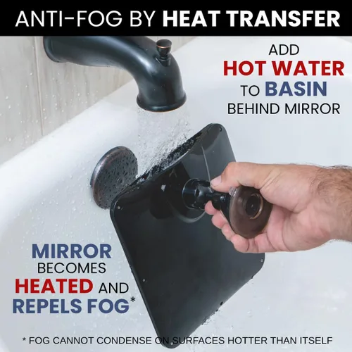Miniatura 3 de MIRRORVANA Espejo de ducha sin niebla para afeitar con succión mejorada, diseño antiniebla dual, superficie irrompible y giro de 360°, 8" x 7