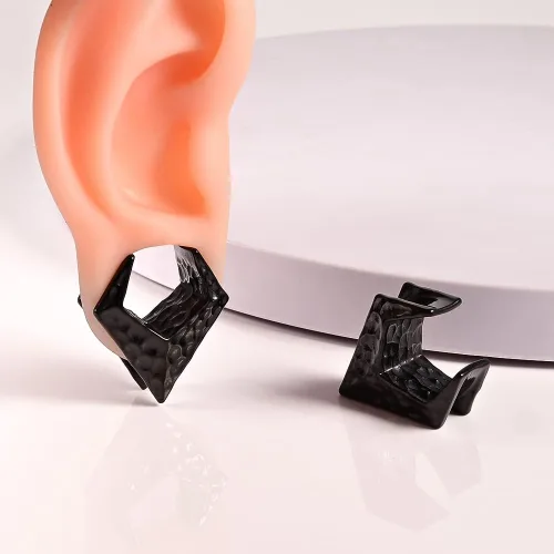 Miniatura 3 de Maxbott 1 par de tapones triangulares de acero inoxidable para orejas, túneles, aretes, dilatadores para expansor de orejas, joyería de piercing