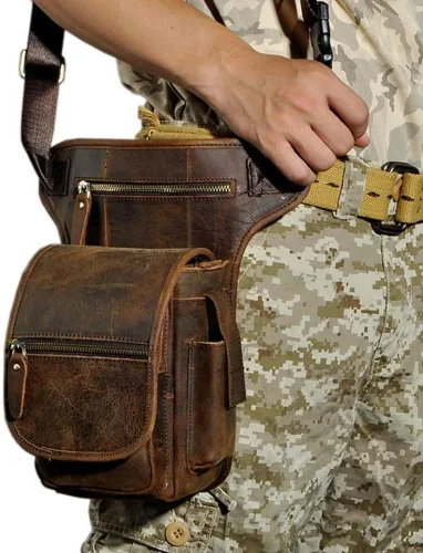 Miniatura 6 de Leathario - Bolsa de piel auténtica para hombre, bolsa de herramientas para la pierna táctica, bolsa de pierna, bolsa de riñonera para el muslo