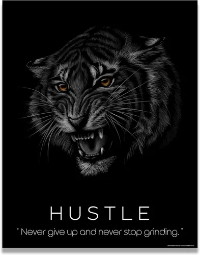 Inspirational Wall Art Co. - Hustle - Pósteres con citas motivacionales de éxito de Tiger Focus - Impresión para el hogar, oficina, negocios,