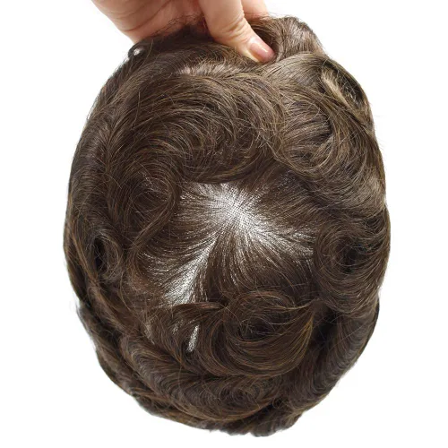 Miniatura 6 de LYRICAL HAIR Toupee - Sistema de cabello humano de repuesto para hombre, peluca de encaje francés para hombre, línea capilar natural