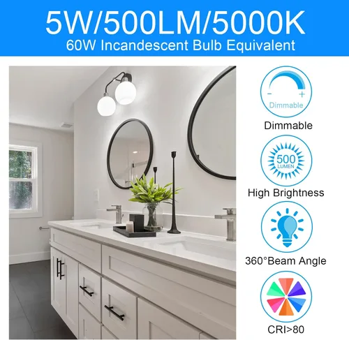 Miniatura 3 de Energetic - Bombilla LED G16.5 regulable E12 de 60 W, 500 lúmenes, bombilla de candelabro para candelabros, ventilador de techo, tocador, luz diurna