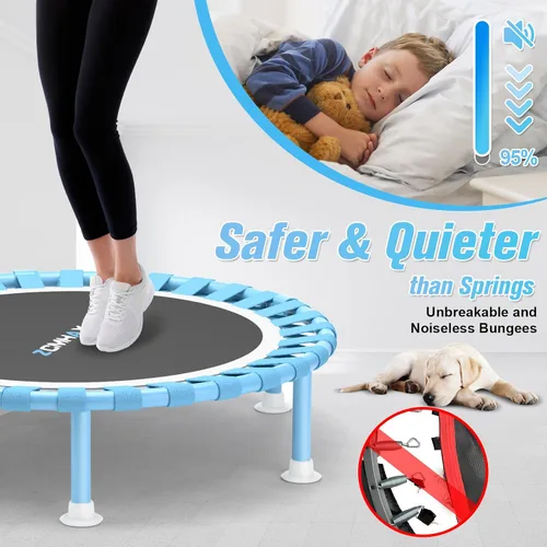 Miniatura 5 de ZCMHAXJ Mini trampolín plegable, trampolín de rebote de 40 pulgadas para adultos y niños, capacidad de 450 libras con barra ajustable en forma de T