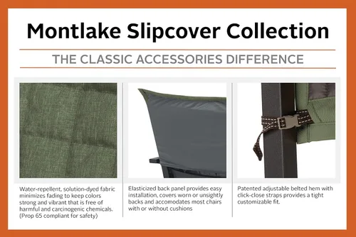 Miniatura 5 de Classic Accessories Montlake - Funda para tumbona de vapor de patio de 69 pulgadas, resistente al agua, helecho jaspeado, fundas para muebles