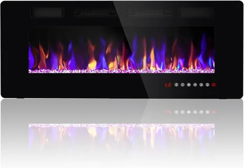 Miniatura 8 de Ludatido Chimenea eléctrica de 60 pulgadas montada en la pared/empotrada, inserto de chimenea eléctrica con 5100BTU para habitación de 410 pies Negro