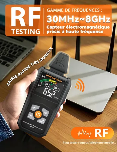 Miniatura 3 de Detector de radiación de medidor EMF, detector EMF ET01Pro, campo electromagnético 5 en 1 y detector de radiofrecuencia para uso doméstico