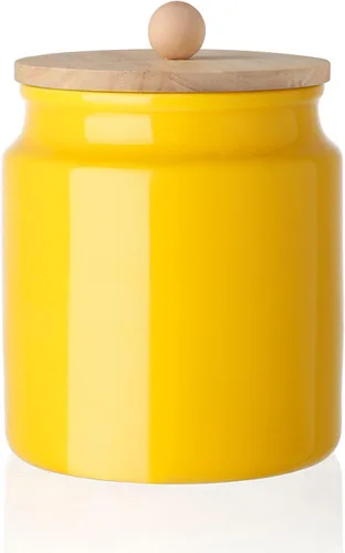 Miniatura 9 de Sweejar - Recipientes de cerámica para cocina, tarro de almacenamiento de alimentos de porcelana con tapa hermética de madera, recipiente