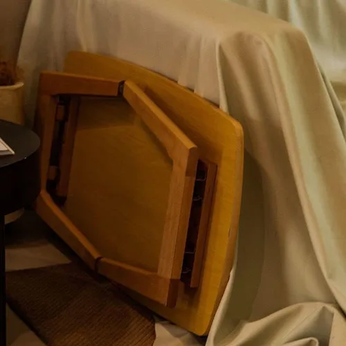 Miniatura 6 de Mesa de centro, moderna mesa de centro rectangular plegable de madera maciza escandinava para sala de estar, natural 31.5 pulgadas de largo x 19.5