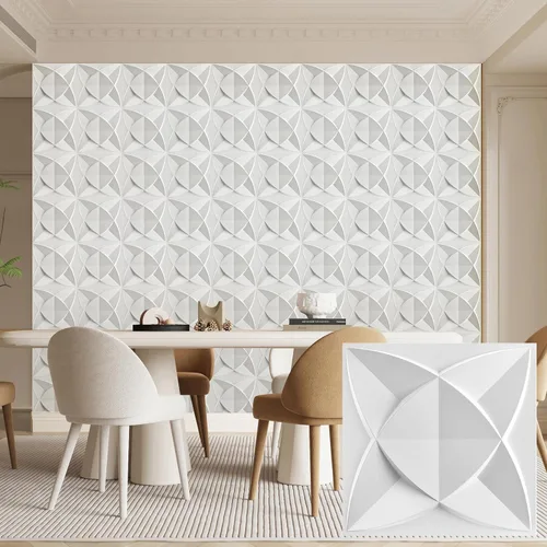 Miniatura 32 de Heikki Paquete de 30 Paneles de Pared 3D para Decoración de Pared Interior, Paneles de Pared con Textura de Flores de PVC para Sala de Estar