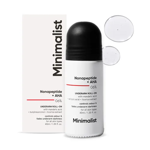 Minimalist Desodorante sin aluminio para hombres y mujeres, controla el olor y la oscuridad de la decoloración, con Nonapeptide + AHA BHA 06% |