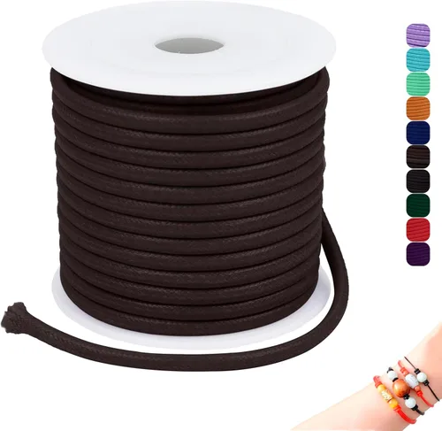 Miniatura 55 de CAMAL Cuerda de cera de 0.069 pulgadas para hacer pulseras, hilo encerado de 23 yardas para joyería y pulsera, cordón encerado para manualidades