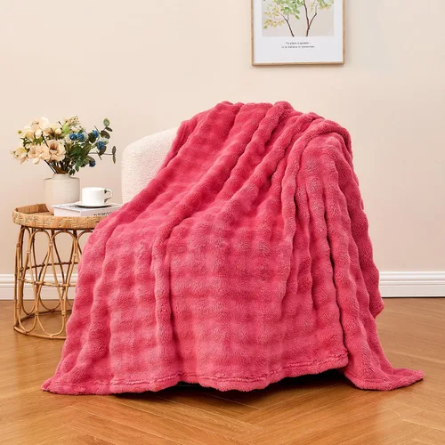 Miniatura 14 de Wajade Manta de forro polar suave para sofá, 90 x 106 pulgadas, manta decorativa de burbujas 3D, acogedora y esponjosa, manta ligera y cálida