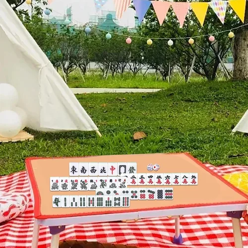 Miniatura 2 de Mahjong, juego de mahjong chino, 144 azulejos grabados, juego de viaje portátil para juego familiar/equipo, a partir de 9 años a adultos Verde