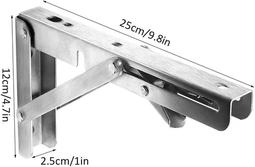 Miniatura 2 de Soportes de estante triangulares de acero inoxidable plegables de alta resistencia, soporte de estante montado en la pared para oficina en casa