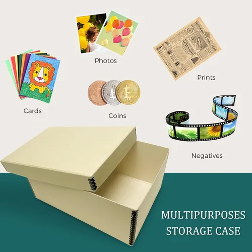 Miniatura 5 de Golden State Art, Cajas de almacenamiento para fotos de archivo, caja de conservación de tarjetas sin ácidos con tapa extraíble, para almacenar