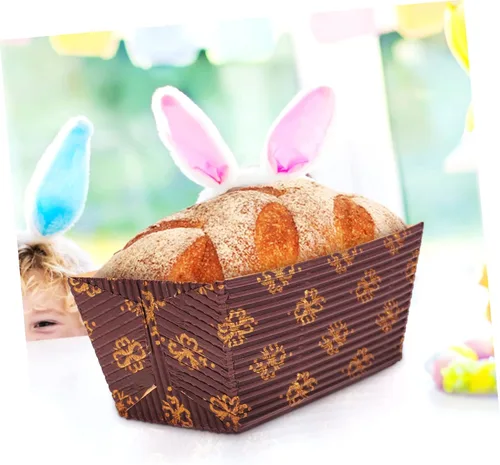 Miniatura 8 de HOMSFOU Bandeja de pastel corrugado, mini pan, papel de regalo de Navidad, pan, pan, pan, sartenes, rectángulo, tazas decorativas, papel de embalaje