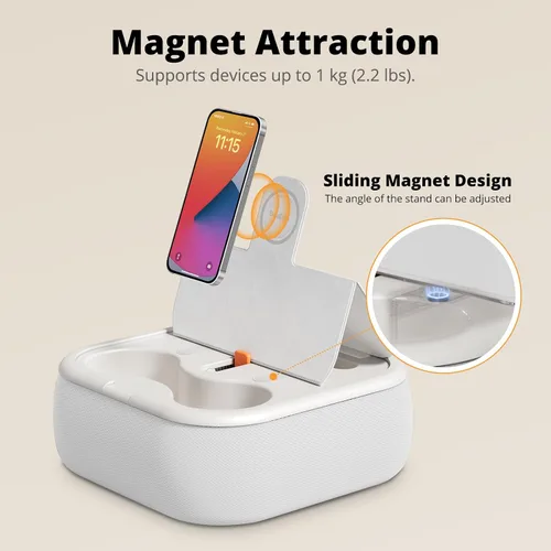 Miniatura 3 de SupeDesk Soporte magnético de almohada para tableta, soporte de regazo para tablet con dos anillos magnéticos, compatible con teléfonos de 4 a 13