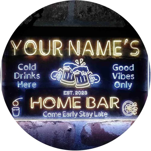 Miniatura 27 de ADVPRO Letrero de neón LED de doble color personalizado con tu nombre para bar casero de cerveza, año de establecimiento, blanco y morado, 16 x 12