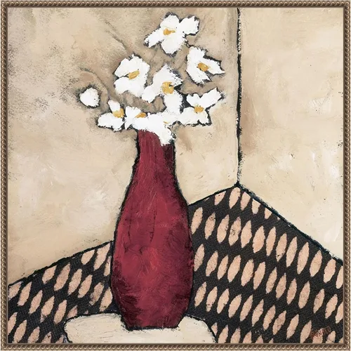 Miniatura 10 de Amanti Art Lienzo enmarcado para pared, florero rojo retro de 16 x 16 pulgadas, por Judi Bagnato, lienzo enmarcado para pared, obras de arte