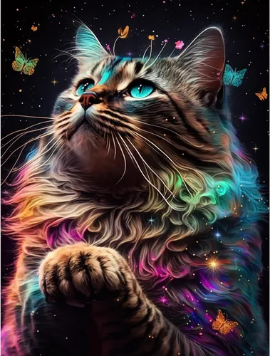 CoHraeu Kits de pintura de diamantes 5D para principiantes, adultos y niños, kits de arte de diamantes de gato y mariposa para regalos de