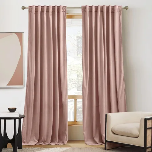 Miniatura 16 de RYB HOME - Cortinas de terciopelo beige, cortinas decorativas resistentes con pestaña trasera, cubierta de privacidad para oscurecer habitación