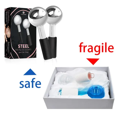 Miniatura 7 de Globos de hielo para faciales Rodillo de enfriamiento de acero irrompible Bastones criogénicos para rostro Masajeador para rostro, cuello