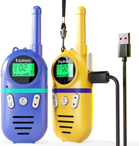 Miniatura 15 de Inspireyes Walkie Talkies para niños recargables, juguetes para niños y niñas de 3 a 12 años, paquete de 2 radios bidireccionales de largo alcance