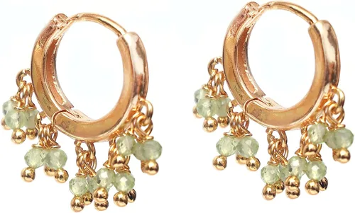 Miniatura 8 de Gempires Aretes de Cuentas de Piedras Preciosas Naturales de Cristal Ligeros Elegantes Hechos a Mano Joyería Hipoalergénica Chapada en Oro Diseño