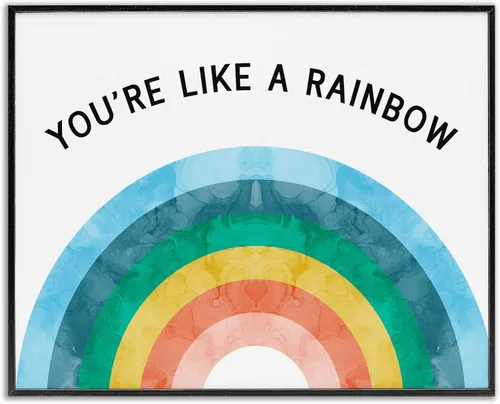 Stupell Industries Arcos con diseño de acuarela con frase "You're Like A Rainbow Phrase", diseño de Daphne Polselli, arte de pared enmarcado en
