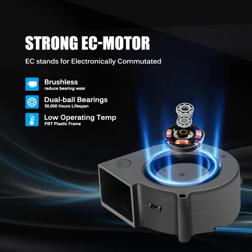 Miniatura 4 de GDSTIME Ventilador EC 2.953 in x 1.181 in, CA 110 V 115 V 120 V 220 V 240 V Ventilador centrífugo Ventilador Ventilador Doble Rodamiento de bolas