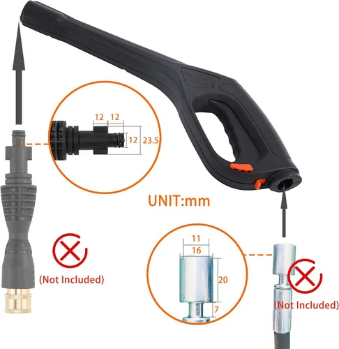 Miniatura 2 de FIXFANS Pistola de lavado a presión, compatible con algunas hidrolimpiadoras eléctricas Portland Husky Black Decker, Ford Pulsar Shopforce Taskforce
