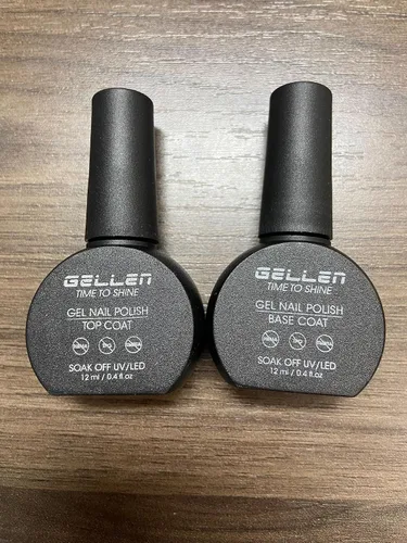 Miniatura 2 de GELLEN Esmalte de uñas de gel base y capa superior de gel, 2 unidades de 0.4 fl oz, capa superior de gel que no se limpia y capa base fuerte, sin