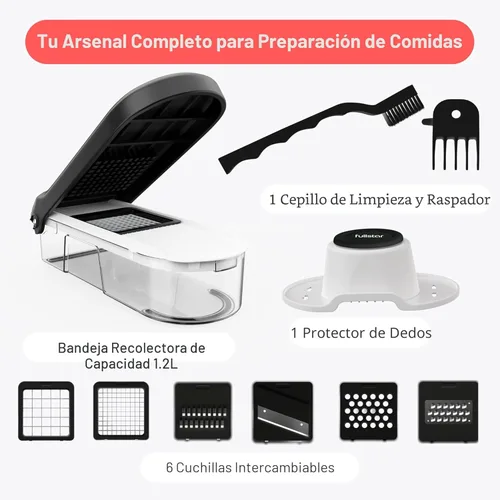 Miniatura 8 de Fullstar - Picadora de verduras, mandolina, rallador de queso, picadora de alimentos con recipiente, utensilios de cocina, artículos esenciales
