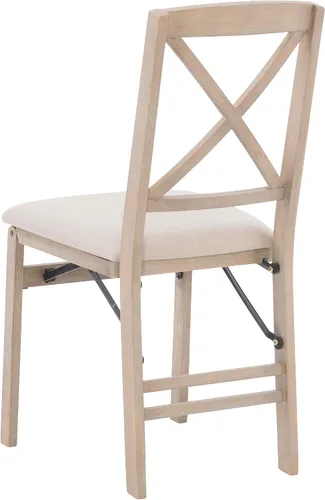 Miniatura 14 de Keira Silla plegable de madera gris lavado con asiento tapizado beige y respaldo clásico de madera X por Linon