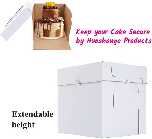 Miniatura 5 de Cajas altas para tartas para pasteles escalonados, 8x8x8 pulgadas [12 unidades] Caja de pastel gruesa y resistente con ventana, portador de pastel