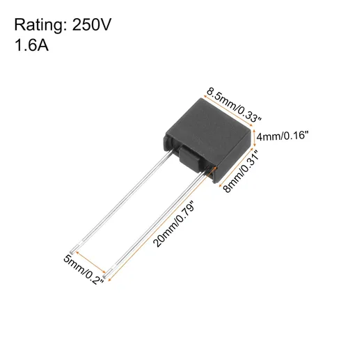 Miniatura 2 de uxcell 30pcs DIP montado en miniatura cuadrado lento golpe micro fusible para piezas electrónicas PCB LCD reparación, 1.6A 250V, negro