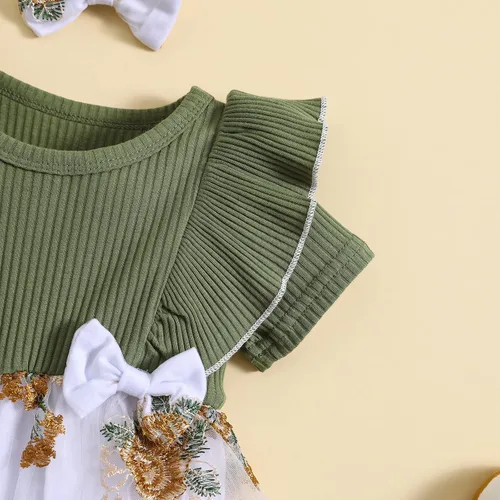 Miniatura 32 de Mubineo Ropa de verano para bebé niña, sin mangas, encaje floral, vestido de mameluco para recién nacido
