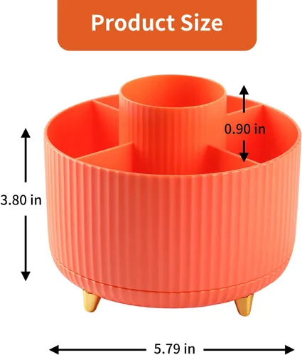 Miniatura 7 de Soporte para Lápices y Bolígrafos de Escritorio, Organizador Giratório de 5 Ranuras de 360° para Escritorio, Organizador de Suministros de Papelería