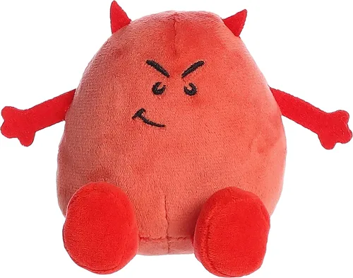 Aurora® Punny Eggspressions™ - Peluche de huevo diabólico - Juego de palabras humorístico - Expresión juguetona - Rojo 3.5 pulgadas