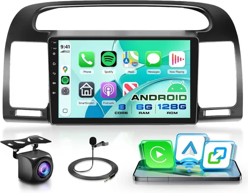 Miniatura 15 de 4G+64G Android Car Stereo Carplay para Toyota Camry 2000 2001 2002 2003 2004 2005 2006, Rimoody 9 pulgadas pantalla táctil radio de coche