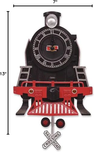 Miniatura 3 de Mark Feldstein & Associates Reloj de pared con péndulo de tren de motor de vapor vintage de resina, 13 pulgadas