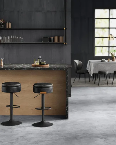 Miniatura 6 de VASAGLE Colección EKHO Taburete de bar giratorio de 360°, taburete de bar ajustable en altura con almacenamiento, cuero sintético con costuras