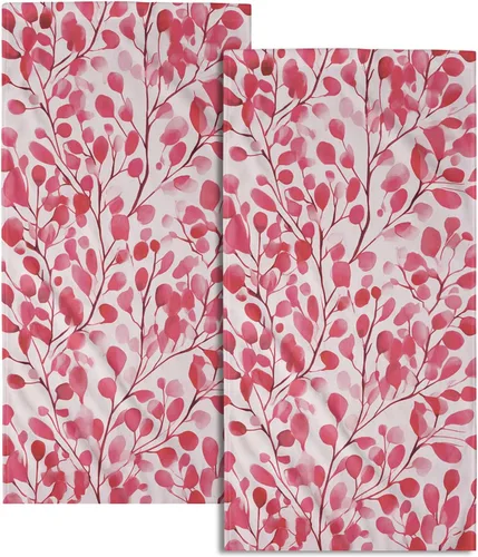 Miniatura 27 de Juego de 2 toallas de mano para el 4 de julio, 14 x 28 pulgadas, diseño patriótico de hojas florales rojas y azules, absorbentes y suaves