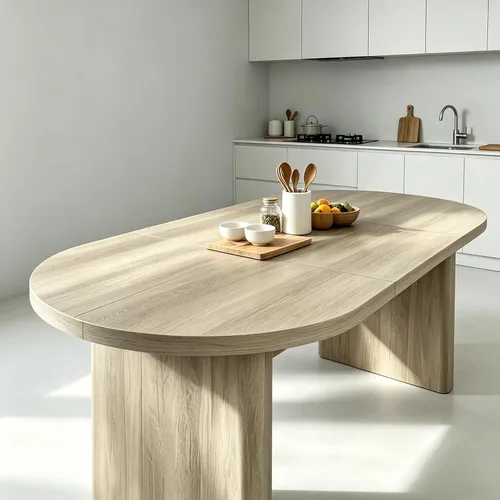 Miniatura 9 de IDEALHOUSE Mesa de comedor ovalada de 70.8 pulgadas para 4-8, mesa de cocina de madera con base de doble pedestal, amplia mesa de comedor