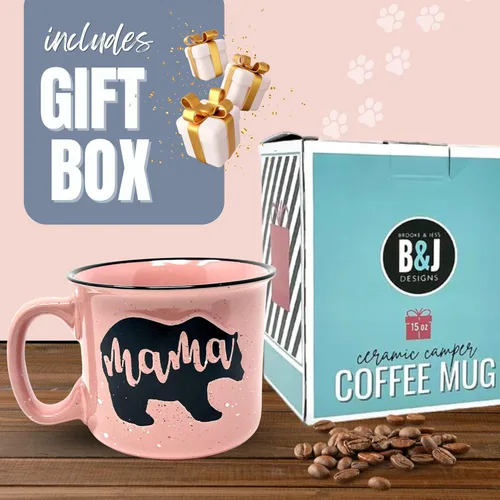Miniatura 5 de Taza de café de cerámica Mama Bear para mamá, esposa, mujeres – Taza de cerámica coral única – Regalos divertidos para ella en el Día de la Madre